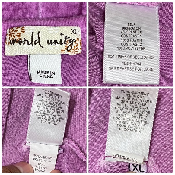 World Unity Women’s Washed Purple Embellished Cap Sleeve Knit Top, Size XL - Picture 9 of 9